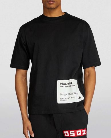  DSQUARED2 - Áo thun nam cổ tròn tay ngắn phối logo cách điệu cá tính 