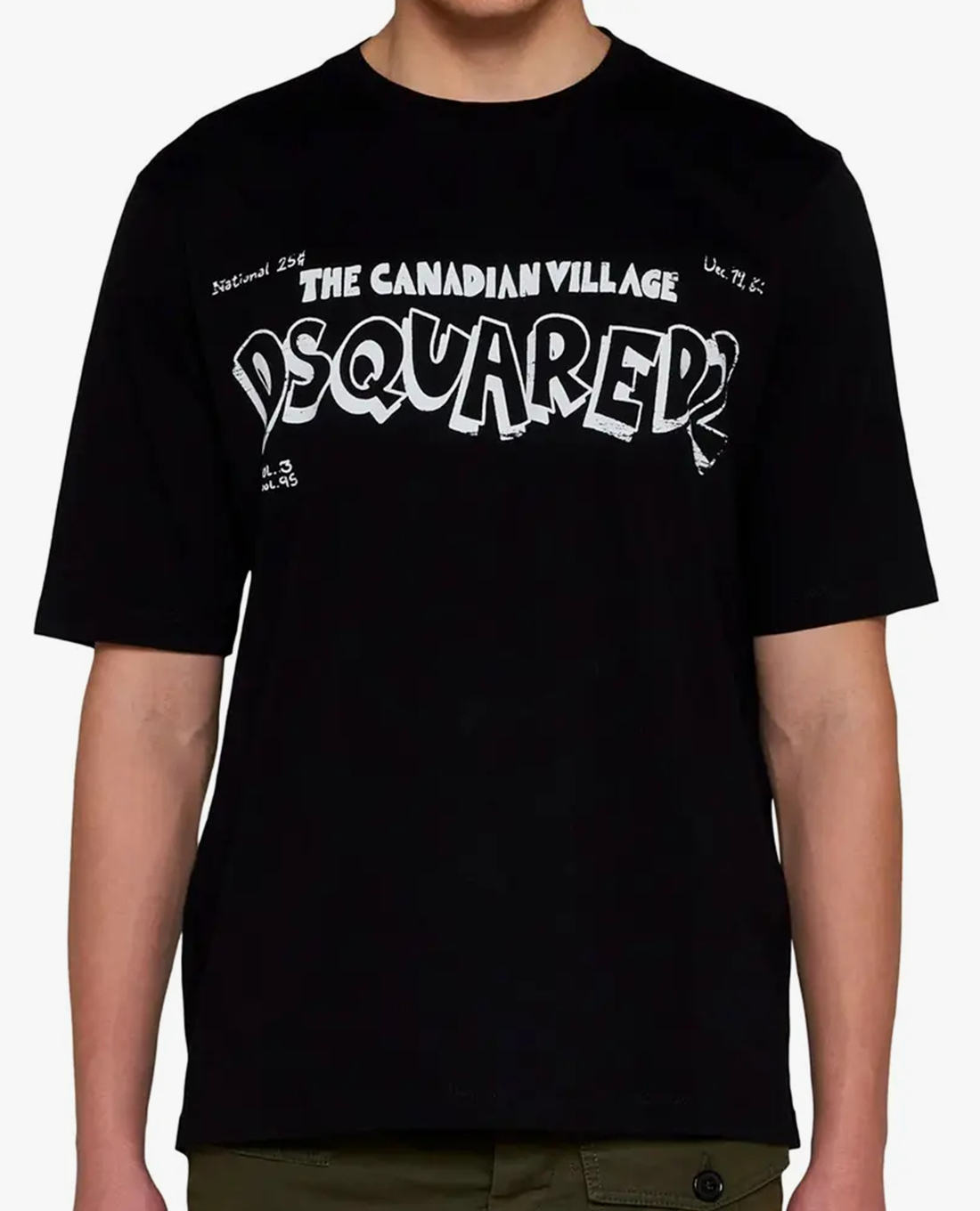 DSQUARED2 - Áo thun nam cổ tròn tay ngắn phối logo cách điệu Skater