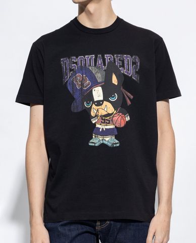  DSQUARED2 - Áo thun nam tay ngắn in hình hoạt hình Cool Fit 