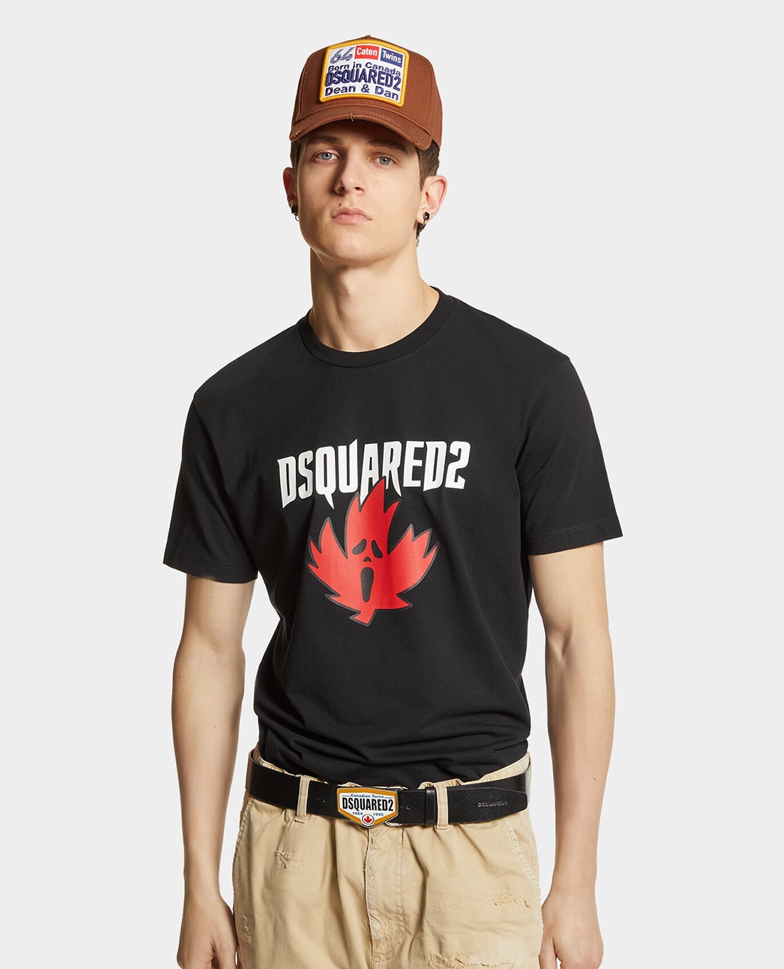 DSQUARED2 - Áo thun nam cổ tròn tay ngắn Ghost Maple Leaf Cool Fit