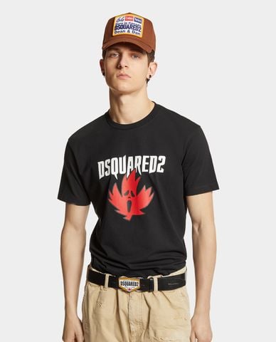  DSQUARED2 - Áo thun nam cổ tròn tay ngắn Ghost Maple Leaf Cool Fit 