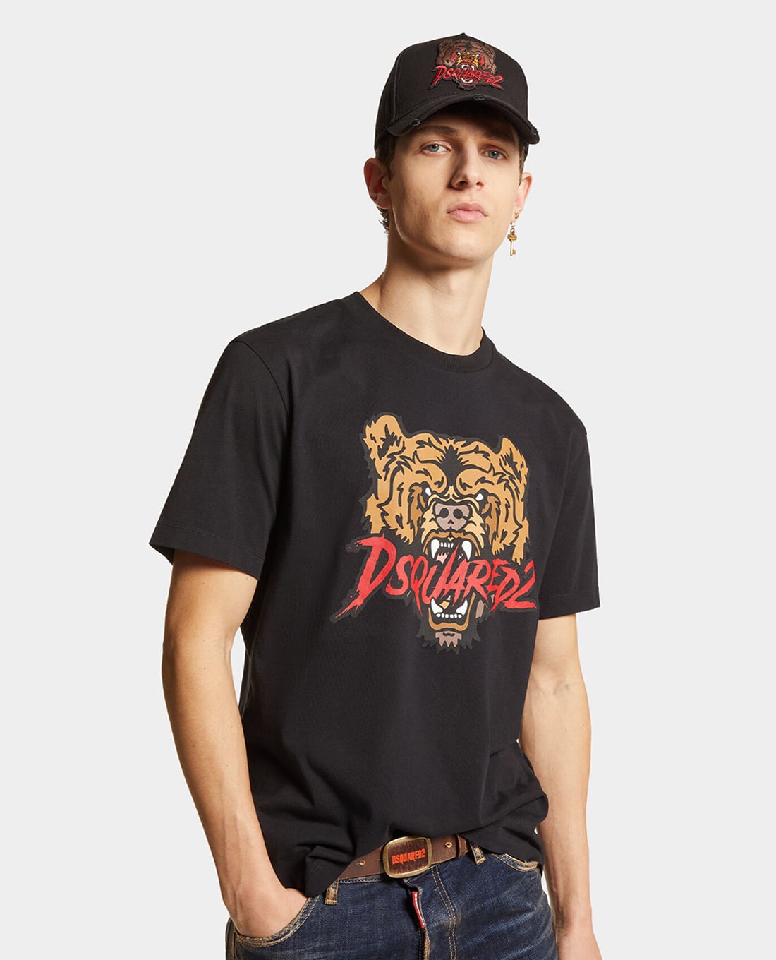 DSQUARED2 - Áo thun nam cổ tròn tay ngắn Bear Cool Fit