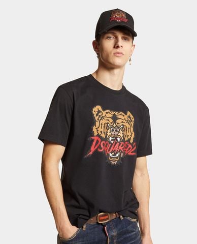  DSQUARED2 - Áo thun nam cổ tròn tay ngắn Bear Cool Fit 