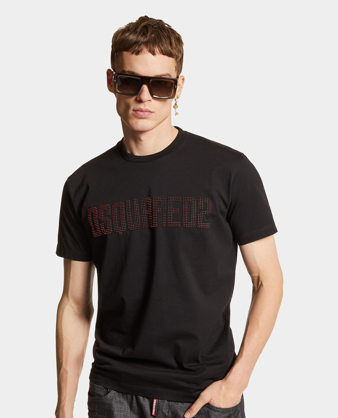 DSQUARED2 - Áo thun nam cổ tròn tay ngắn 3D Printed Logo