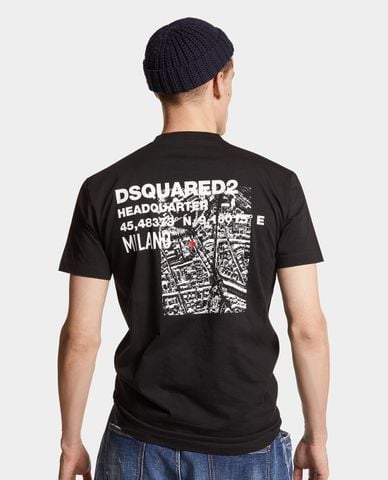  DSQUARED2 - Áo thun nam cổ tròn tay ngắn Ceresio Map 