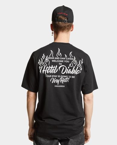  DSQUARED2 - Áo thun nam cổ tròn tay ngắn hiện đại Diablo 