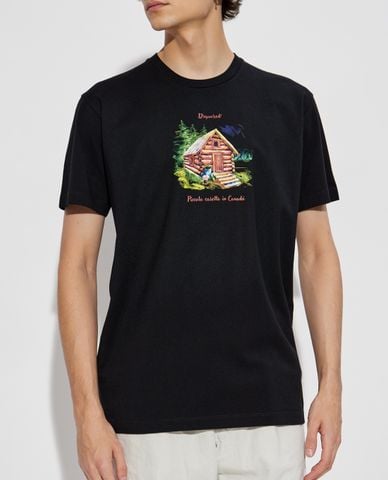  DSQUARED2 - Áo thun nam cổ tròn tay ngắn phối hoạ tiết 