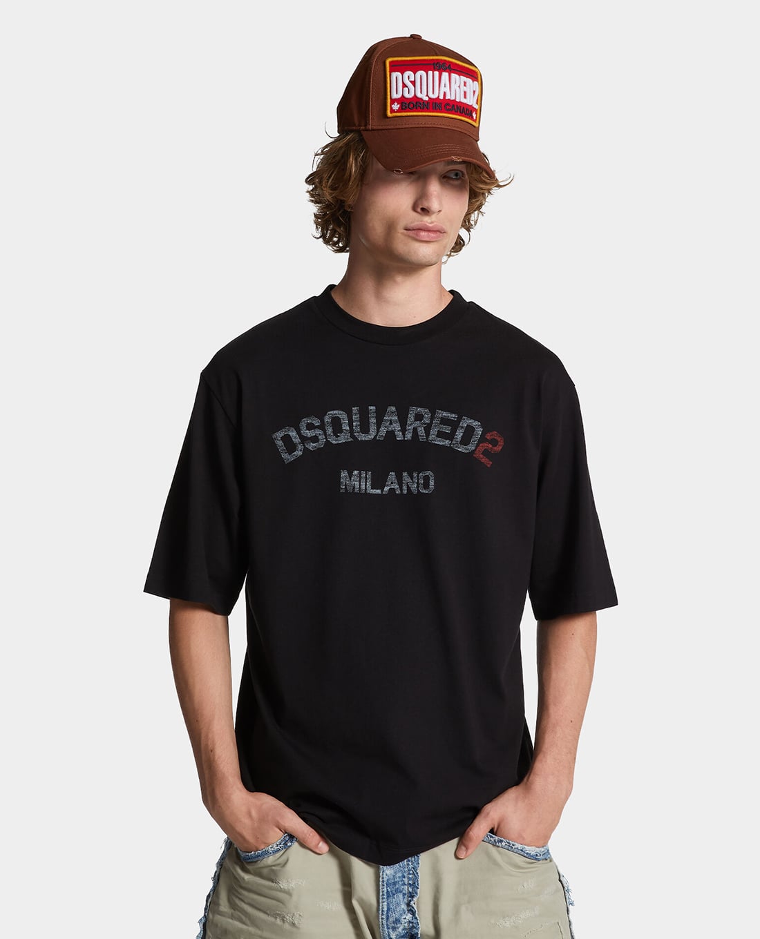 DSQUARED2 - Áo thun nam cổ tròn tay ngắn Faded Logo