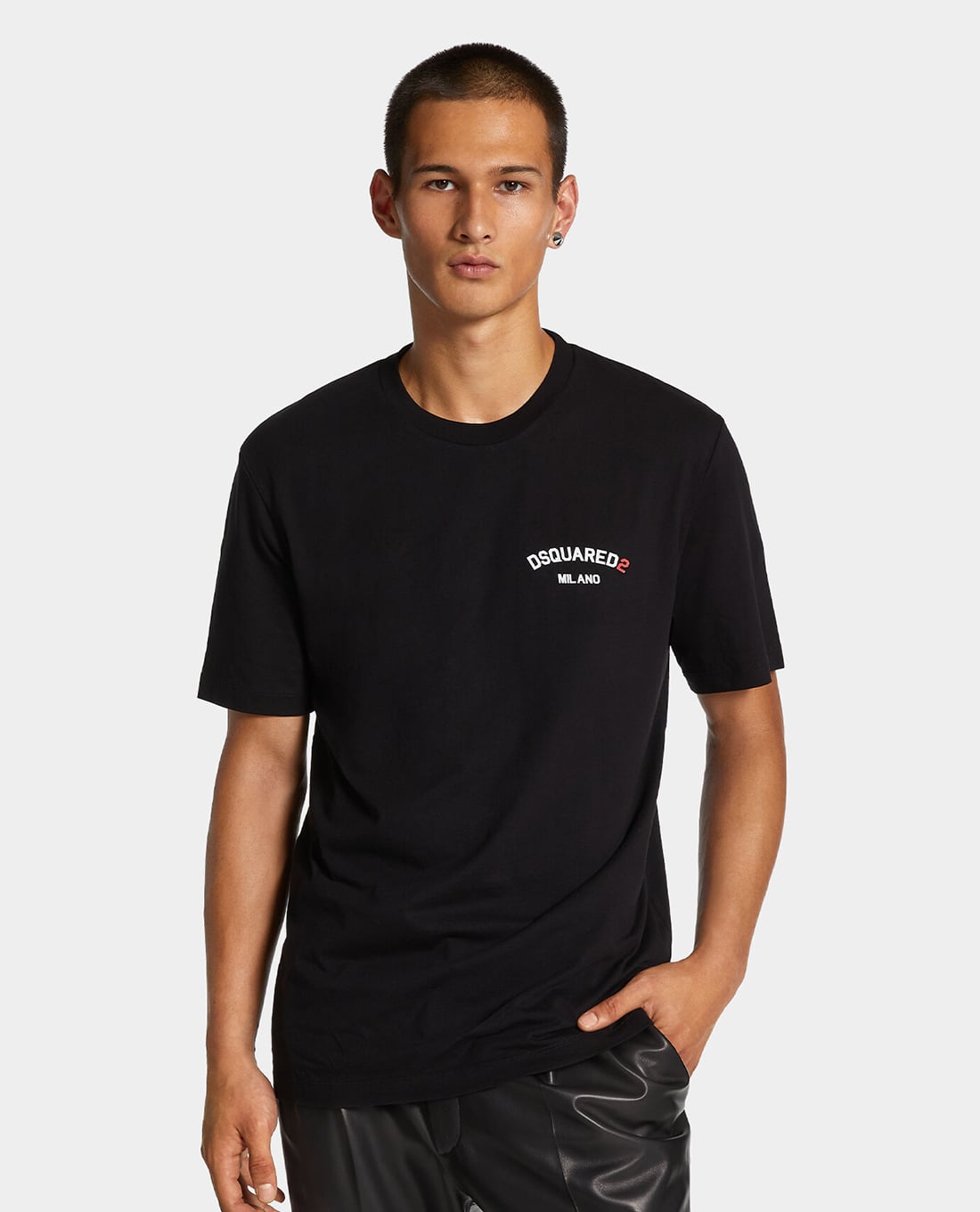 DSQUARED2 - Áo thun nam cổ tròn tay ngắn Rubber Logo