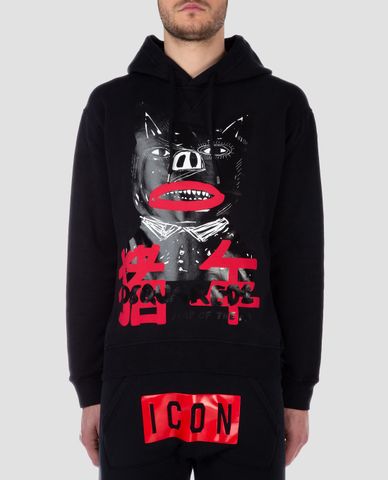  DSQUARED2 - Áo Sweatshirt in hình mèo may mắn 