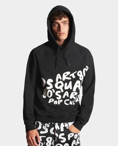  DSQUARED2 - Áo hoodie nam in logo D2 Pop 80s Cool Fit 