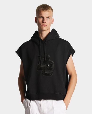  DSQUARED2 - Áo hoodie nam phối mũ tay ngắn Adrinana Fit 