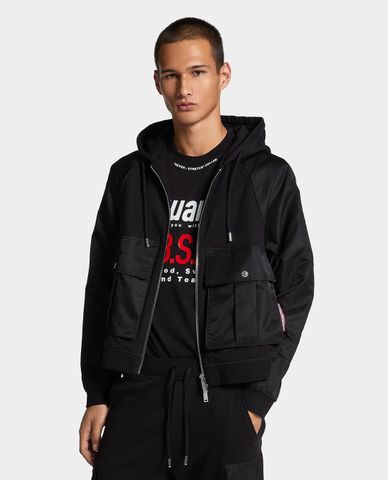  DSQUARED2 - Áo khoác phối mũ nam phối zip 