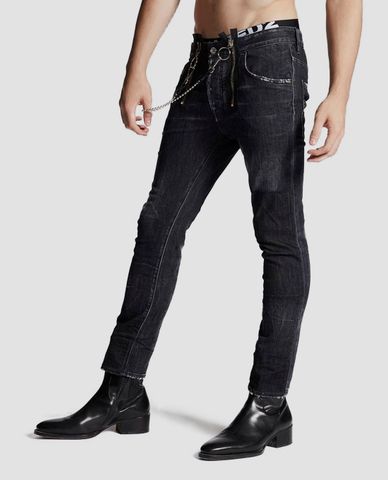  DSQUARED2 - Quần jeans nam phối dây xích Distressed Look 
