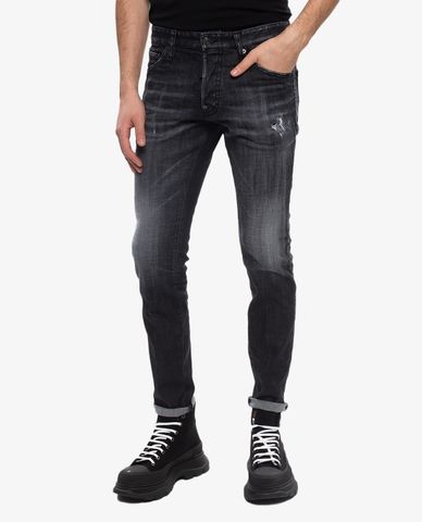  DSQUARED2 - Quần jeans nam denim wash bạc phom ôm thời trang 