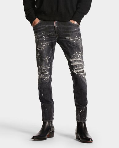  DSQUARED2 - Quần jeans nam phom ôm Black Diamond & Studs Wash Skater 