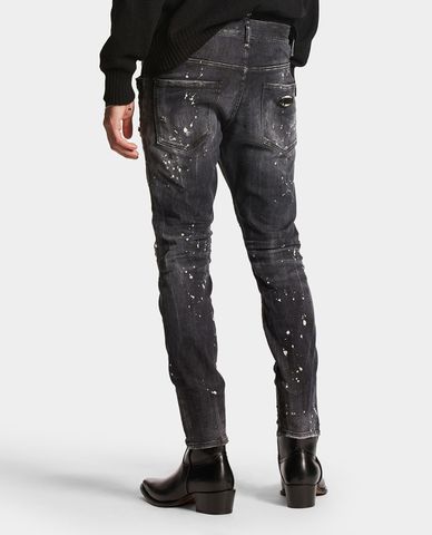  DSQUARED2 - Quần jeans nam phom ôm Black Diamond & Studs Wash Skater 