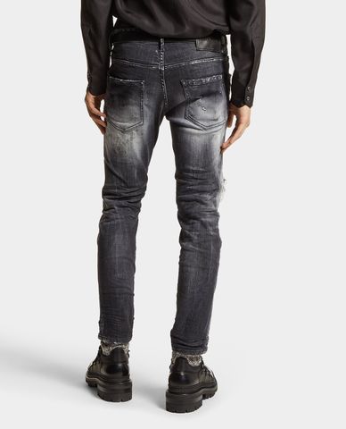  DSQUARED2 - Quần jeans nam phom ôm wash bạc Black Jet Set Wash Skater 