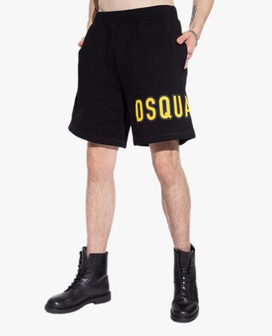  DSQUARED2 - Quần shorts nam lưng thun phối logo thời trang 