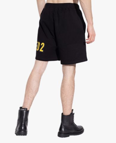  DSQUARED2 - Quần shorts nam lưng thun phối logo thời trang 