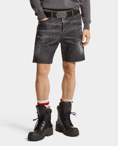  DSQUARED2 - Quần short jeans nam wash bạc Marine 