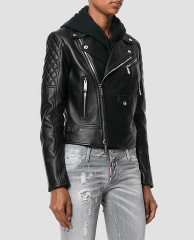  DSQUARED2 - Áo khoác nữ bằng da cừu Biker Dsquared2 
