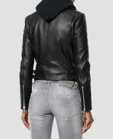  DSQUARED2 - Áo khoác nữ bằng da cừu Biker Dsquared2 