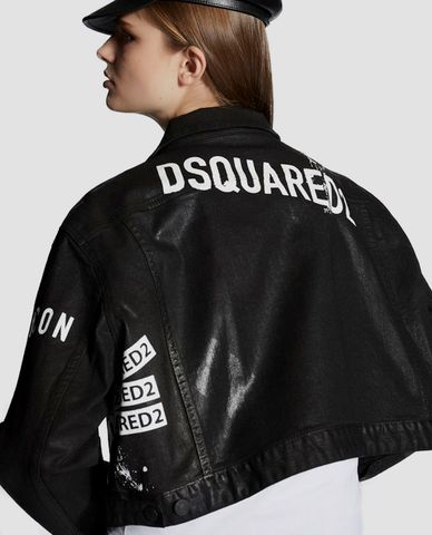  DSQUARED2 - Áo khoác nữ phối nút cài Cropped Bomber 