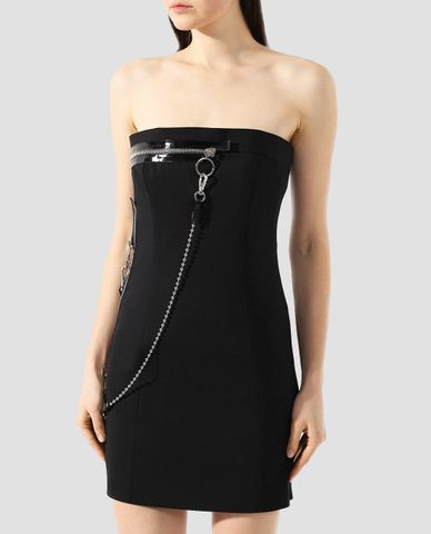  DSQUARED2 - Đầm mini phối dây xích bi kim loại 