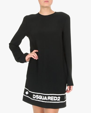  DSQUARED2 - Đầm mini phom suông tay dài Embroidered Logo 