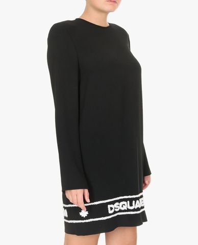  DSQUARED2 - Đầm mini phom suông tay dài Embroidered Logo 