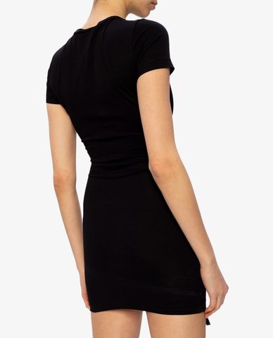  DSQUARED2 - Đầm mini ngắn tay cổ tròn phối khóa zip nổi bật 