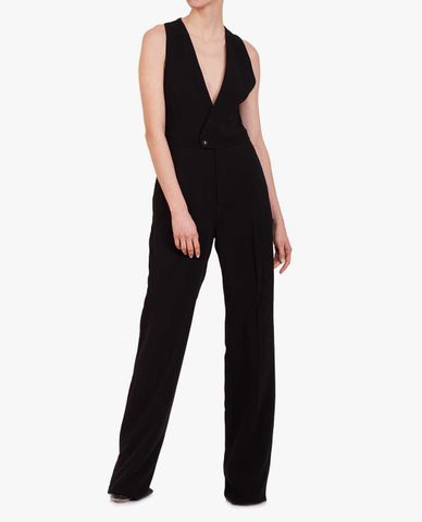  DSQUARED2 - Jumpsuit nữ cổ V sát nách Black Stretch Viscose 