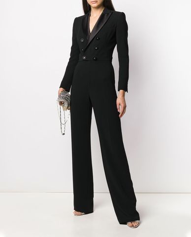  DSQUARED2 - Jumpsuit cổ V tay dài Oscar Black Viscose Crepe 