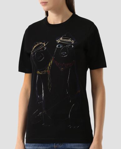  DSQUARED2 - Áo thun nữ cổ tròn họa tiết chim cánh cụt 