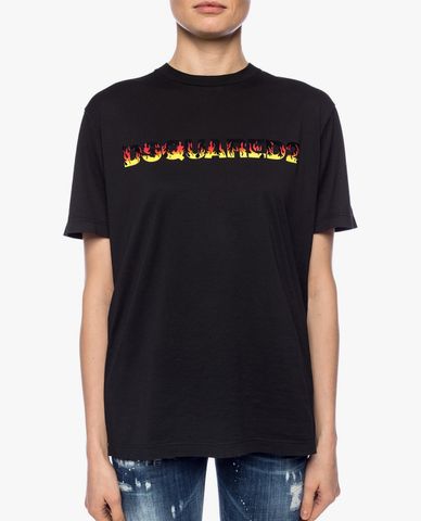 DSQUARED2 - Áo thun nữ ngắn tay cổ tròn Fire Logo 