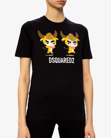  DSQUARED2 - Áo thun nữ cổ tròn ngắn tay phom suông Good luck 