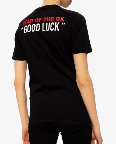  DSQUARED2 - Áo thun nữ cổ tròn ngắn tay phom suông Good luck 