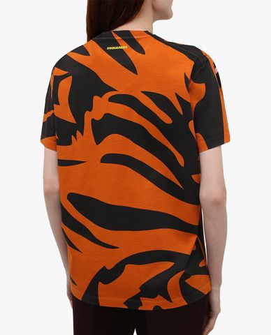  DSQUARED2 - Áo thun nữ ngắn tay họa tiết hổ độc đáo 