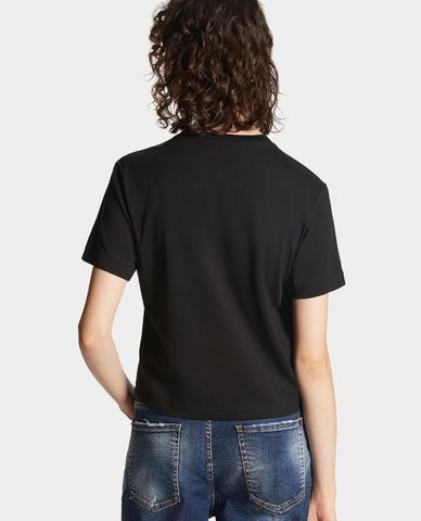  DSQUARED2 - Áo thun nữ cổ tròn tay ngắn phom lửng Heart 