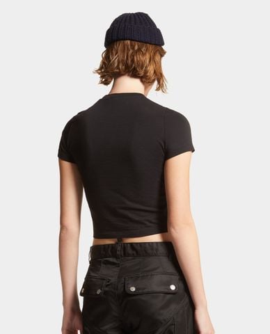  DSQUARED2 - Áo croptop nữ cổ tròn tay ngắn Lettering Mini 