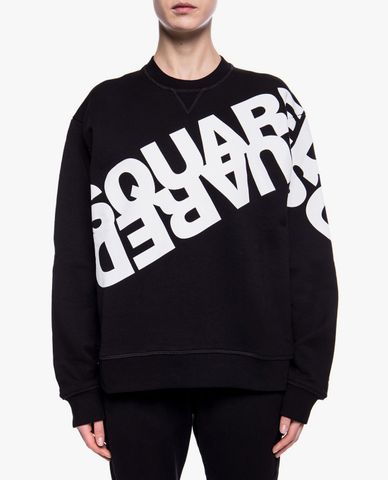  DSQUARED2 - Áo sweatshirt nữ cổ tròn tay dài Black Cotton 