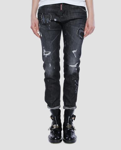  DSQUARED2 - Quần jeans nữ ống suông Cool Guy Black 