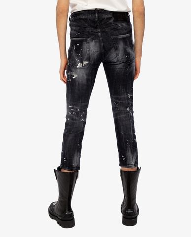  DSQUARED2 - Quần jeans nữ phom lửng rách gối Cool Girl Cropped 