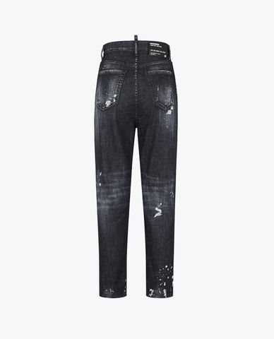  DSQUARED2 - Quần jeans lửng nữ lưng cao Black Pioneer Wash 80's 