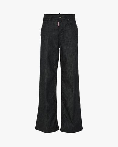  DSQUARED2 - Quần jeans nữ ống rộng phom suông Black Rince 