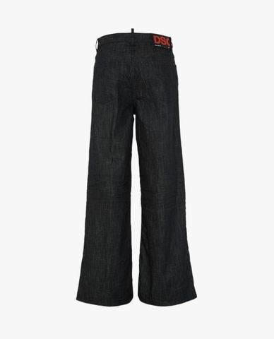  DSQUARED2 - Quần jeans nữ ống rộng phom suông Black Rince 