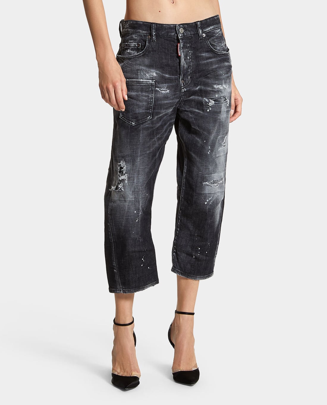 DSQUARED2 - Quần jeans nữ ống rộng Kawaii