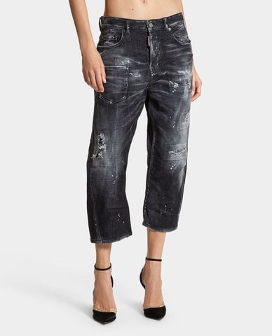  DSQUARED2 - Quần jeans nữ ống rộng Kawaii 