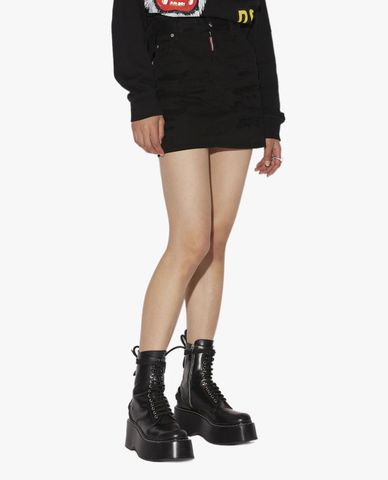  DSQUARED2 - Chân váy denim mini rách vải cá tính D2 Tiger 
